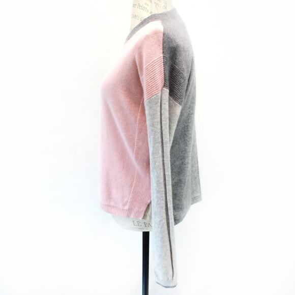 Splendid 2-ply 100% cashmere colorblock soft sweater slits Small - Picture 4 of 7